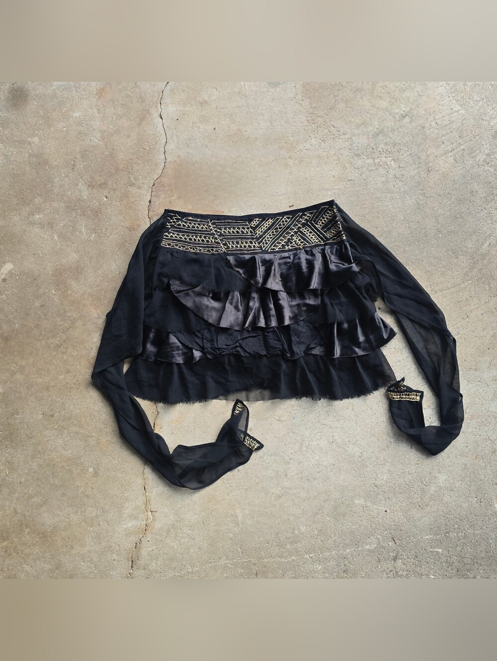 Vintage Y2k Morgan De Toi Mini Skirt Ruffle Black Grunge Whimisgoth 36